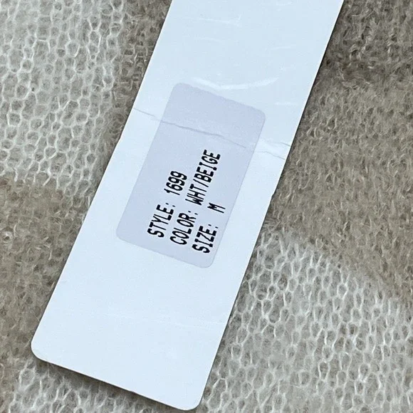 Bianco & Blu Sweater Womens M Neutral Ivory Checkboard Mohair Blend Pullover - Picture 4 of 10